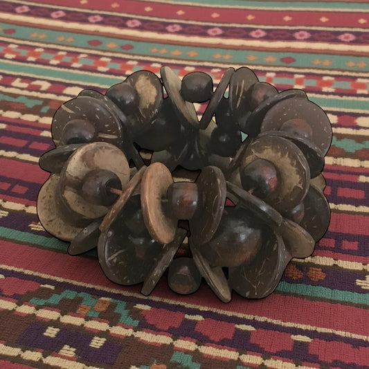 Vintage Brown Coconut Shell Bracelet | Handmade Natural Jewelry | Unique Boho Chic Accessory | Eco-Friendly Statement Piece