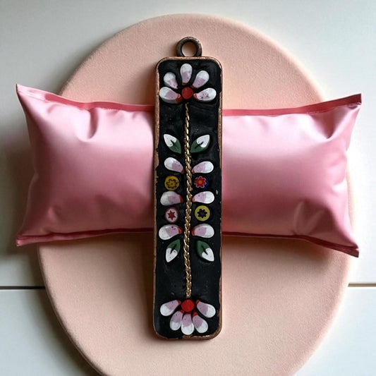 Handmade mixed material mosaic necklace - hand cut Italian murrini and millefiori glass