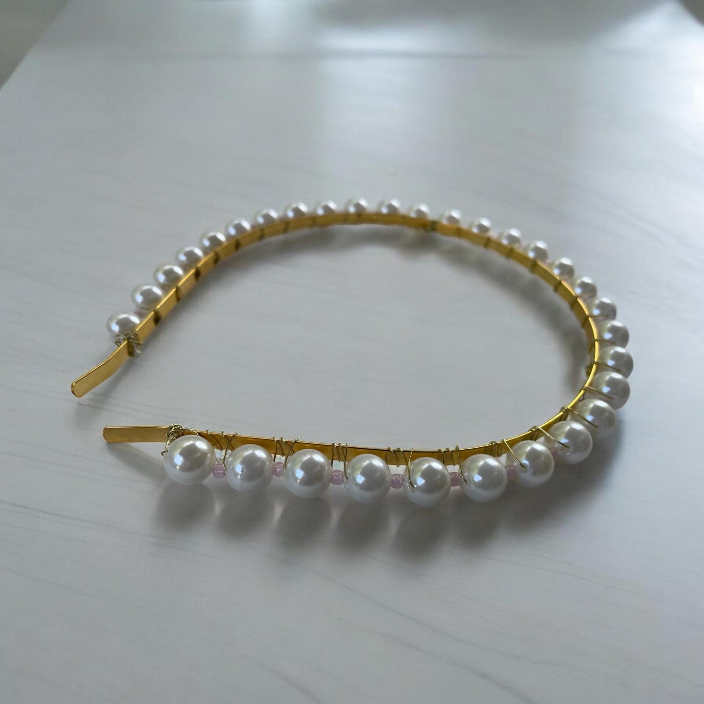 Stunning handmade pearl head band on metal base - wedding, bride, formal hair, hair do