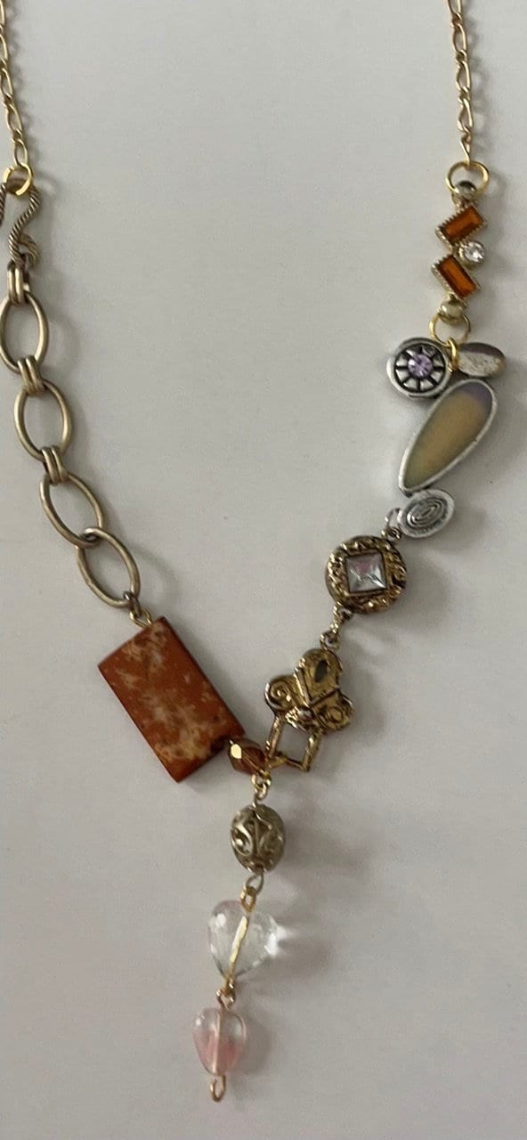 Unique, one-of-a-kind artisan mixed material necklace