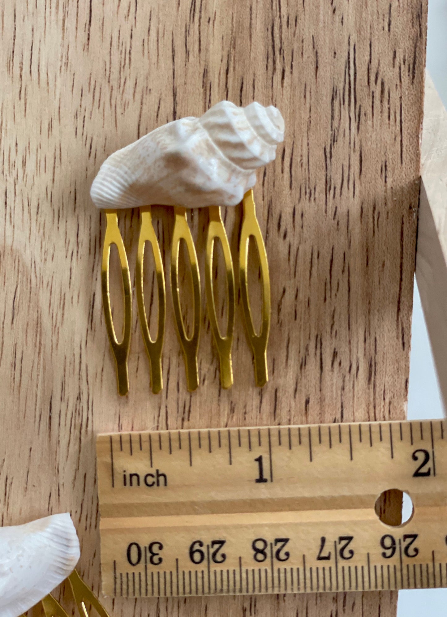 Pair of sea shell mini metal beach themed hair combs - 1" each