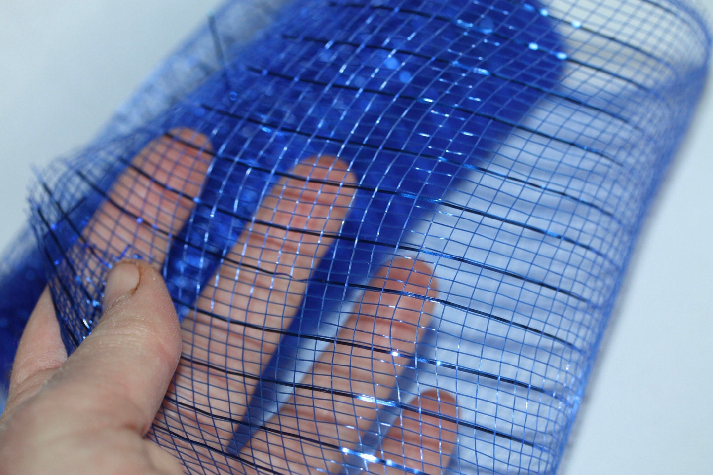 Stunning blue striped glittered tulle - for gift box wrap, bows, decorating, wreath making or other crafts