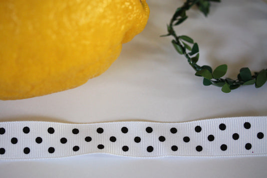 Charming black on white polka dot cottage / farmhouse style ribbon - new, mint condition - price per yard