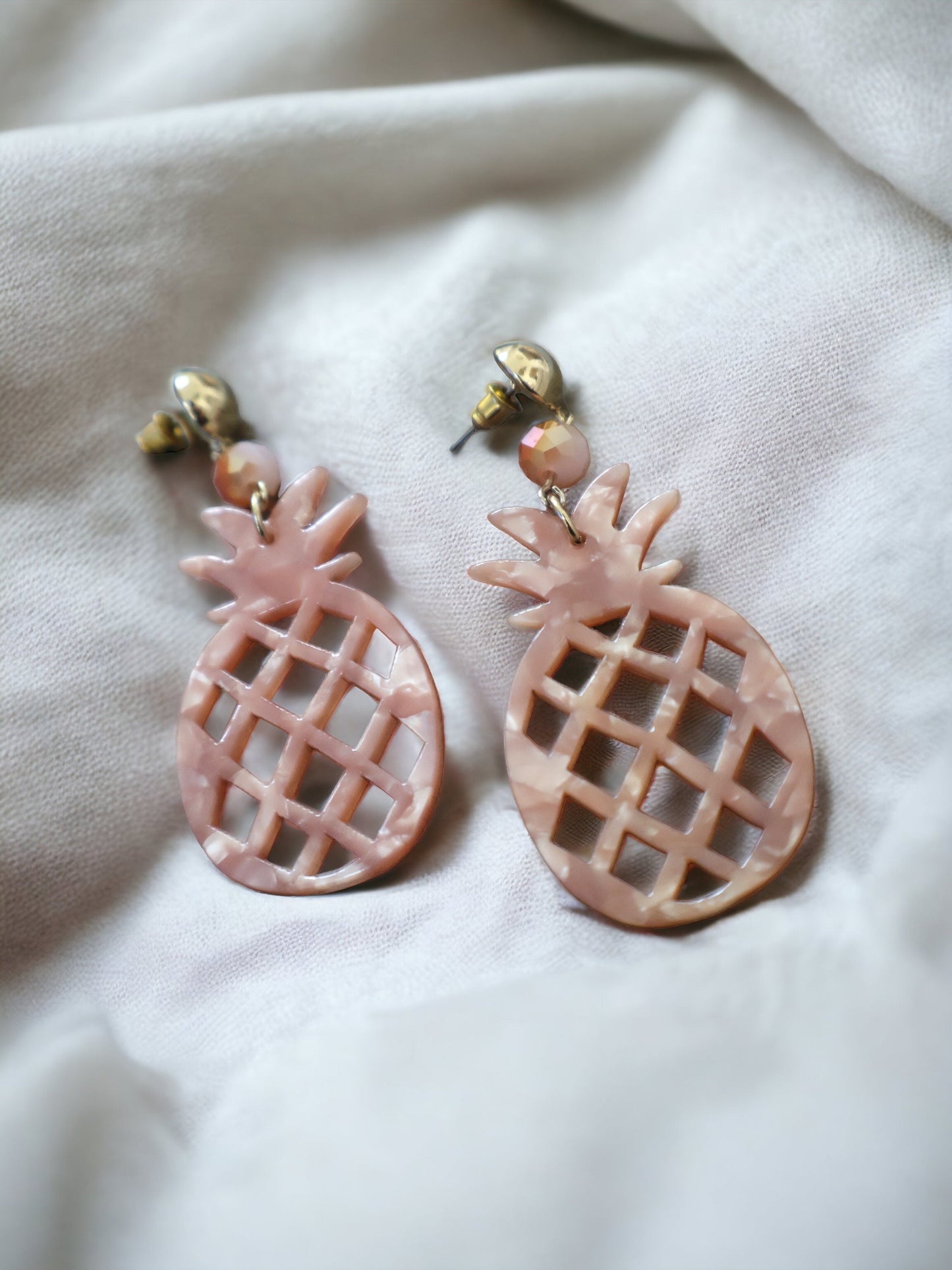 Pearlescent pineapple unique dangle earrings