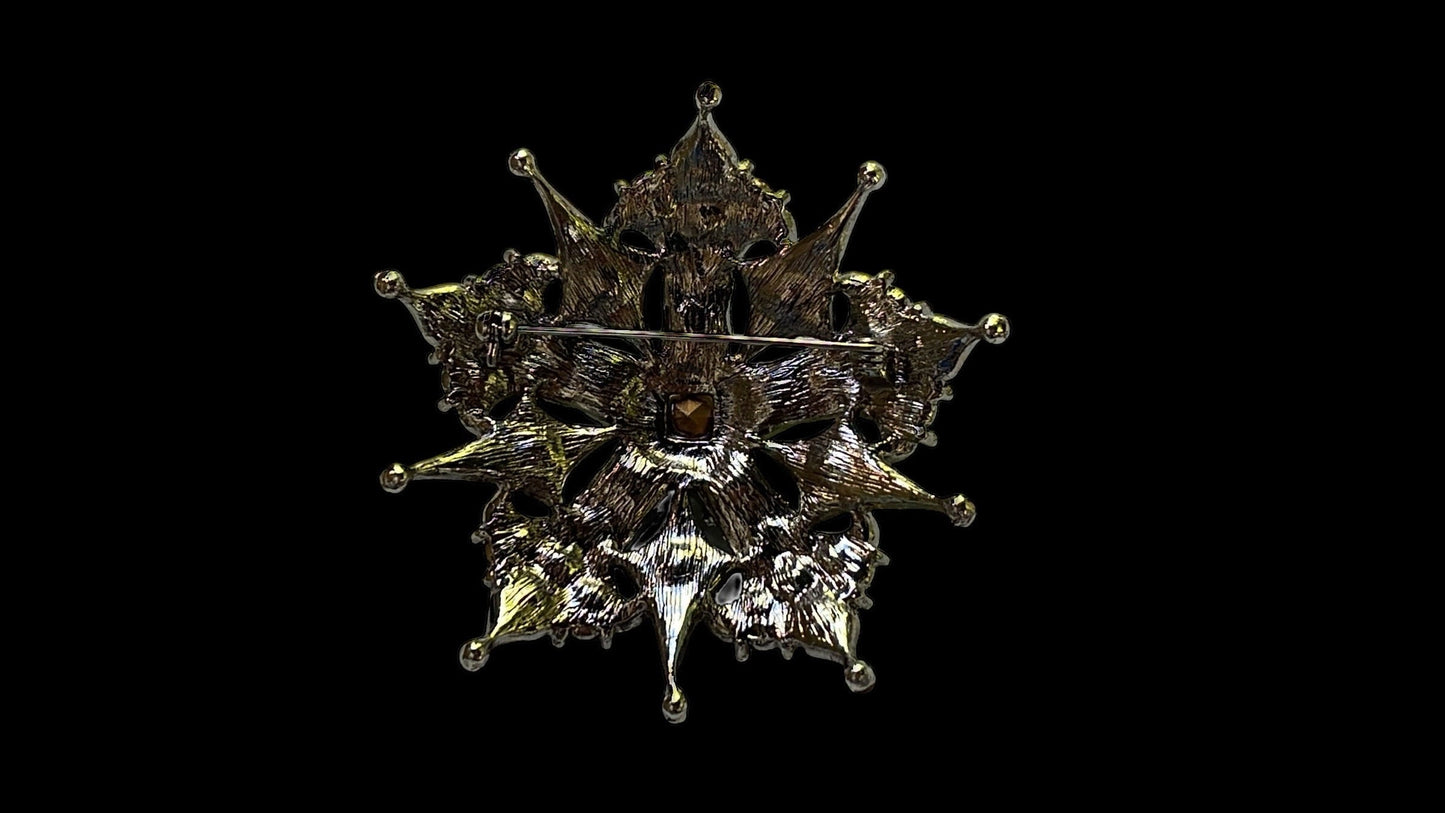 Magnificent vintage pin loaded with blue AB rhinestones