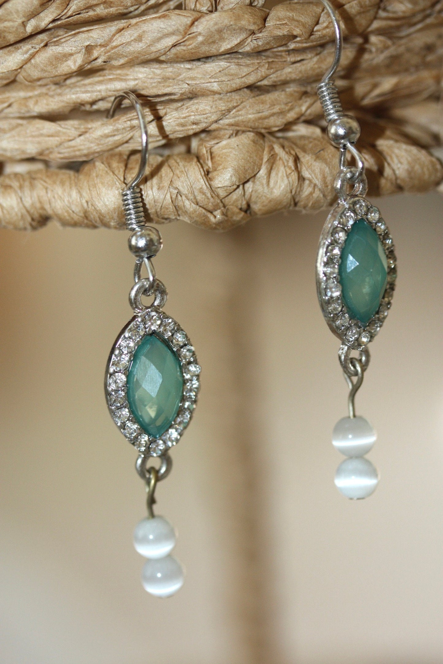 Vintage rhinestone and turquoise lightweight dangle earrings