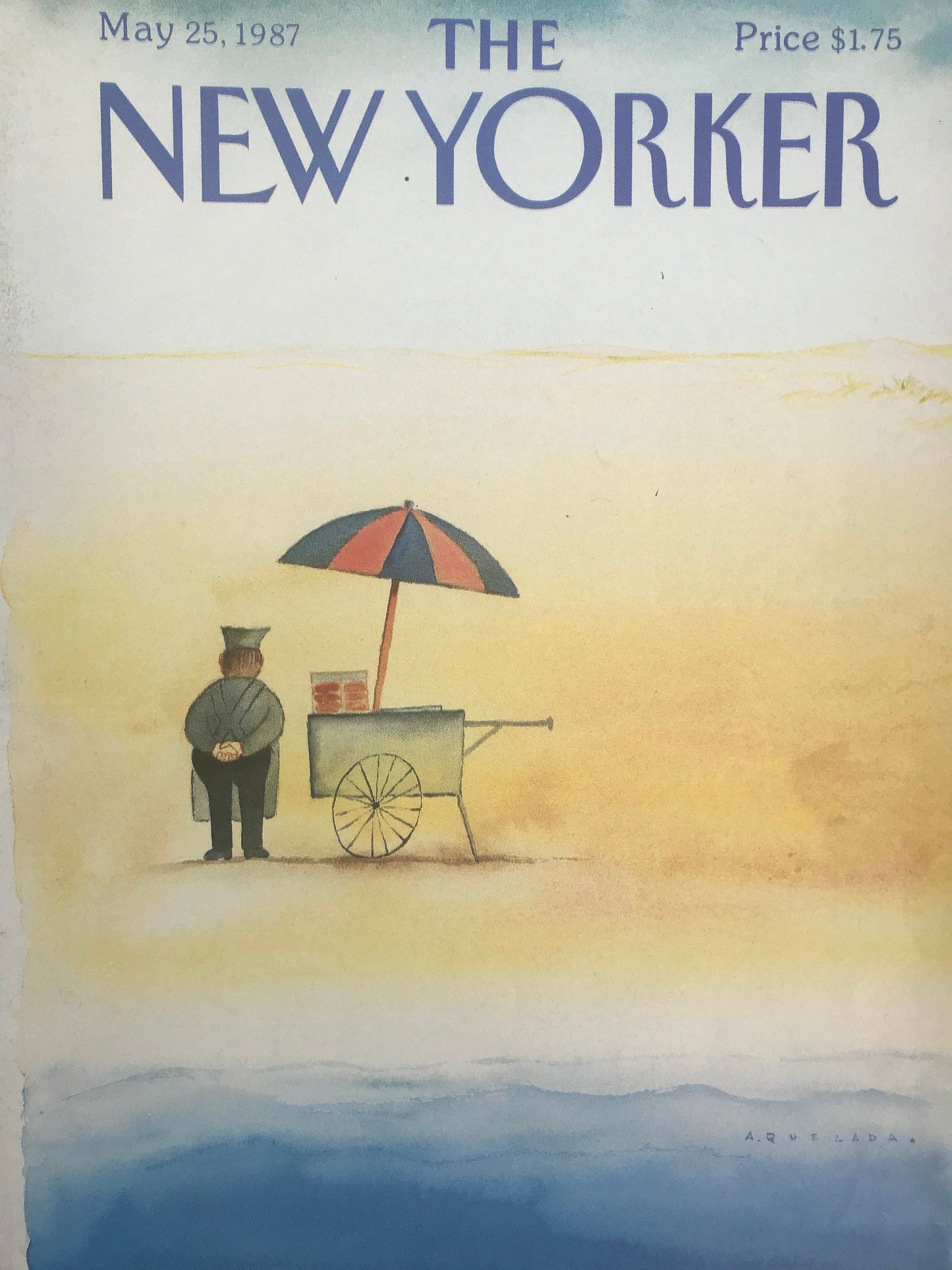 NEW YORKER Magazine original cover - vintage - May 25, 1987 - ice cream stand on the beach