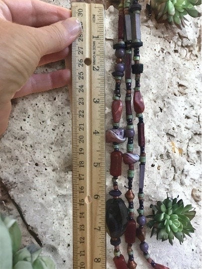 Stunning & unique vintage mixed material, multi-strand vintage necklace