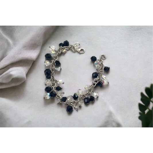 Black and crystal stunning vintage dangle bracelet