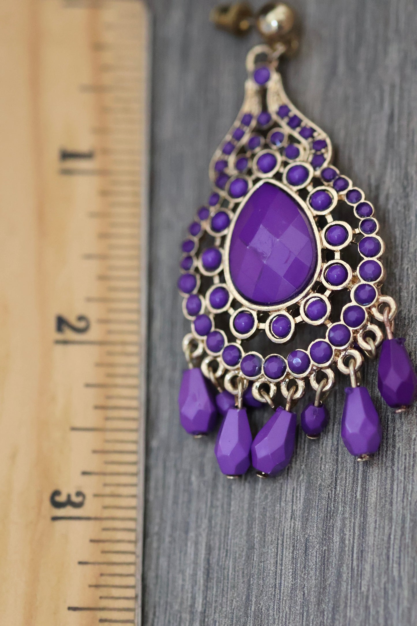 Purple chandelier style vintage dangle earrings