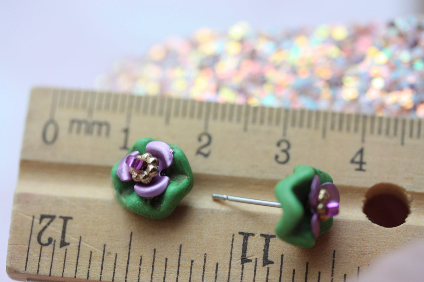 Mixed media little flower stud earrings