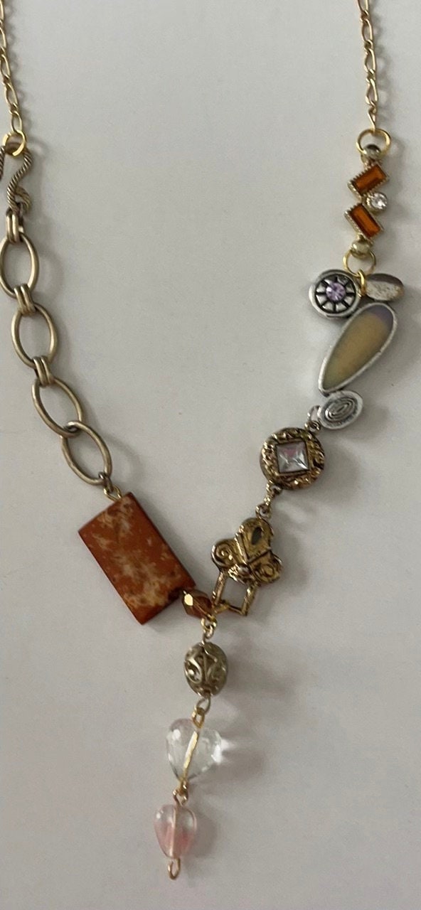 Unique, one-of-a-kind artisan mixed material necklace