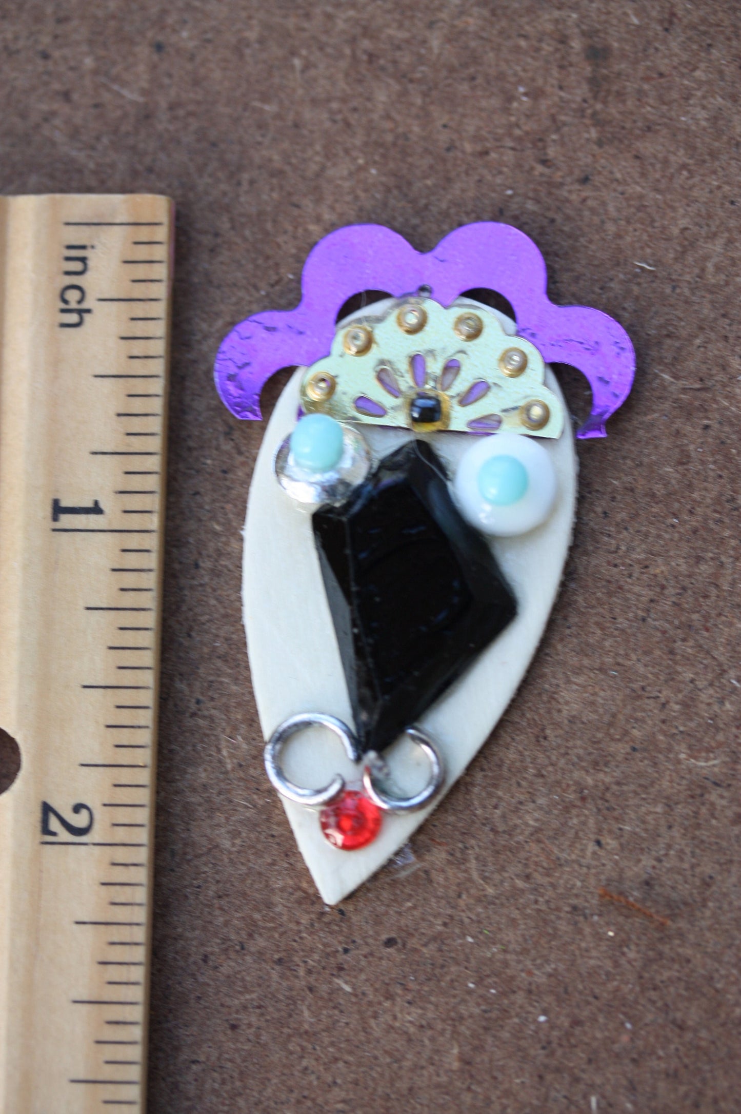 Meet "Antoinne" - Assemblage art / mixed media collage - magnet, pin, necklace pendant or Christmas ornament