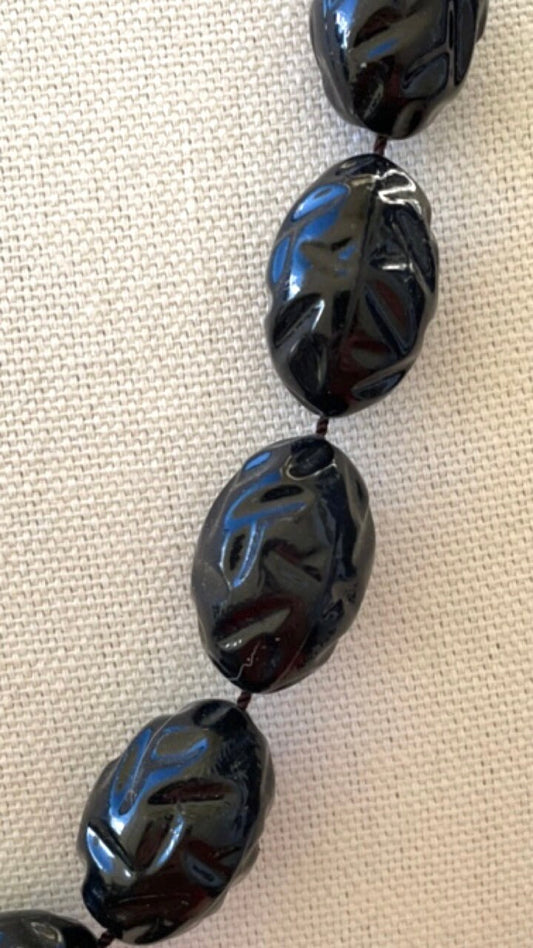 Simple black vintage necklace with uniquely shaped black beads
