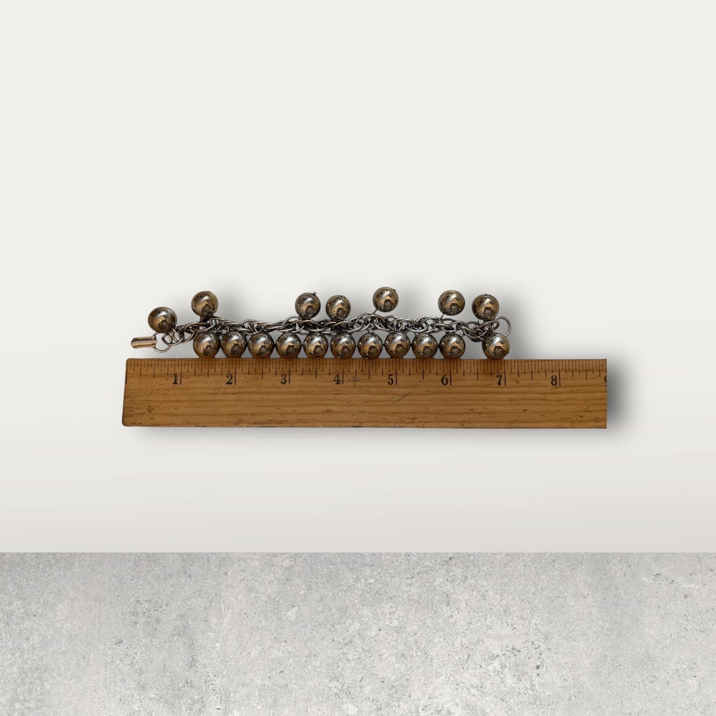 Vintage Metal Ball Cha Cha Bracelet – Mid Century Jingle Charm Bracelet, Retro Statement Jewelry