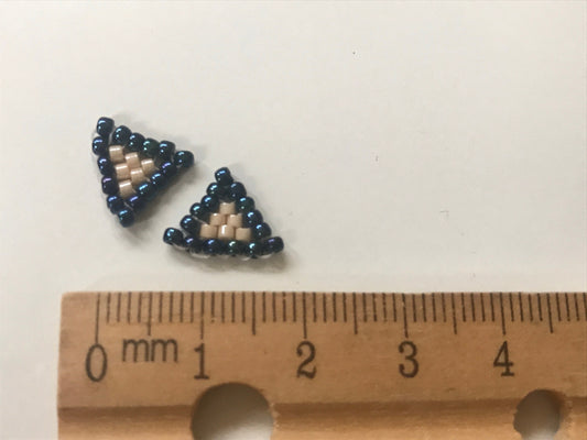 Tiny hand beaded stud earrings - beadwork earrings