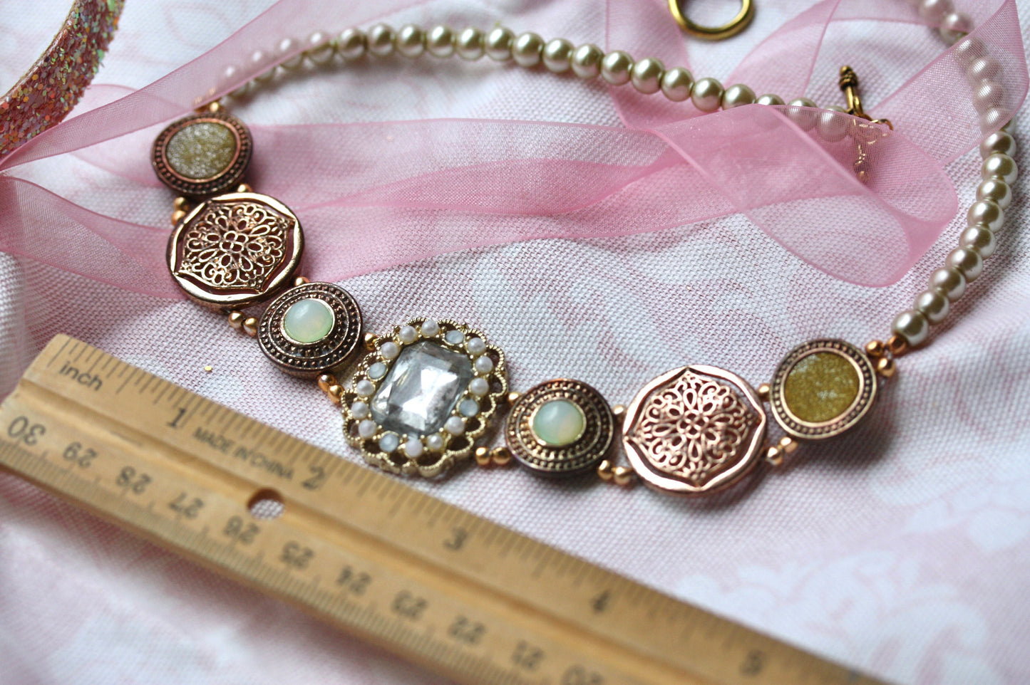 Mixed medium necklace - made with vintage and new elements