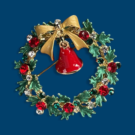 RARE Vintage Rucinni Christmas Tree Brooch Pin with Rhinestones & Enamel | Holiday Jewelry | Signed Rucinni Christmas Pin