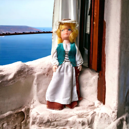 Vintage blonde hair collectible art doll figurine with hat - Made in Australia