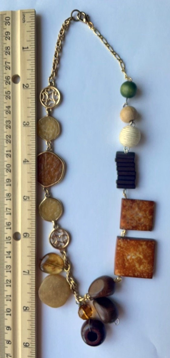 Unique, one-of-a-kind artisan mixed material necklace