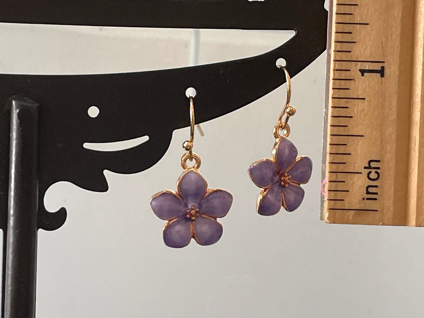 Stunning purple flower dangle earrings