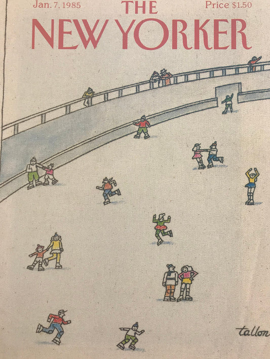 The NEW YORKER Magazine cover - January 7, 1985 - rare original cover - ice skating