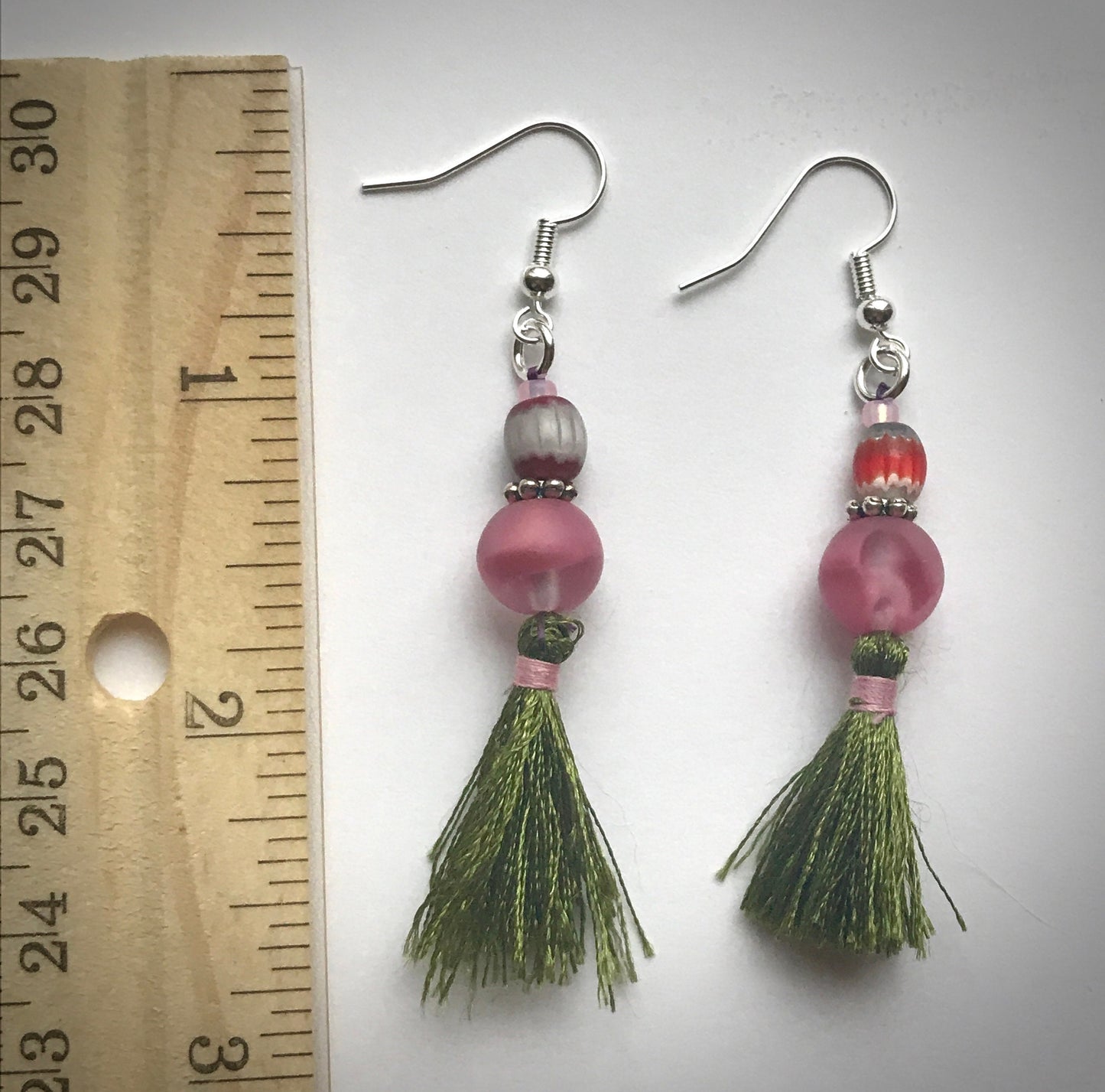 My unique, one-of-a-kind handmade by me - FUN, Bohemian style tassel beaded drop earrings