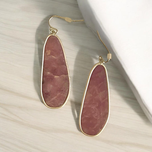 Unique faux stained glass pink dangle earrings