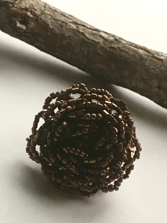 Large fun beaded vintage ring - one-size-fits-most - seed beads, beadwork