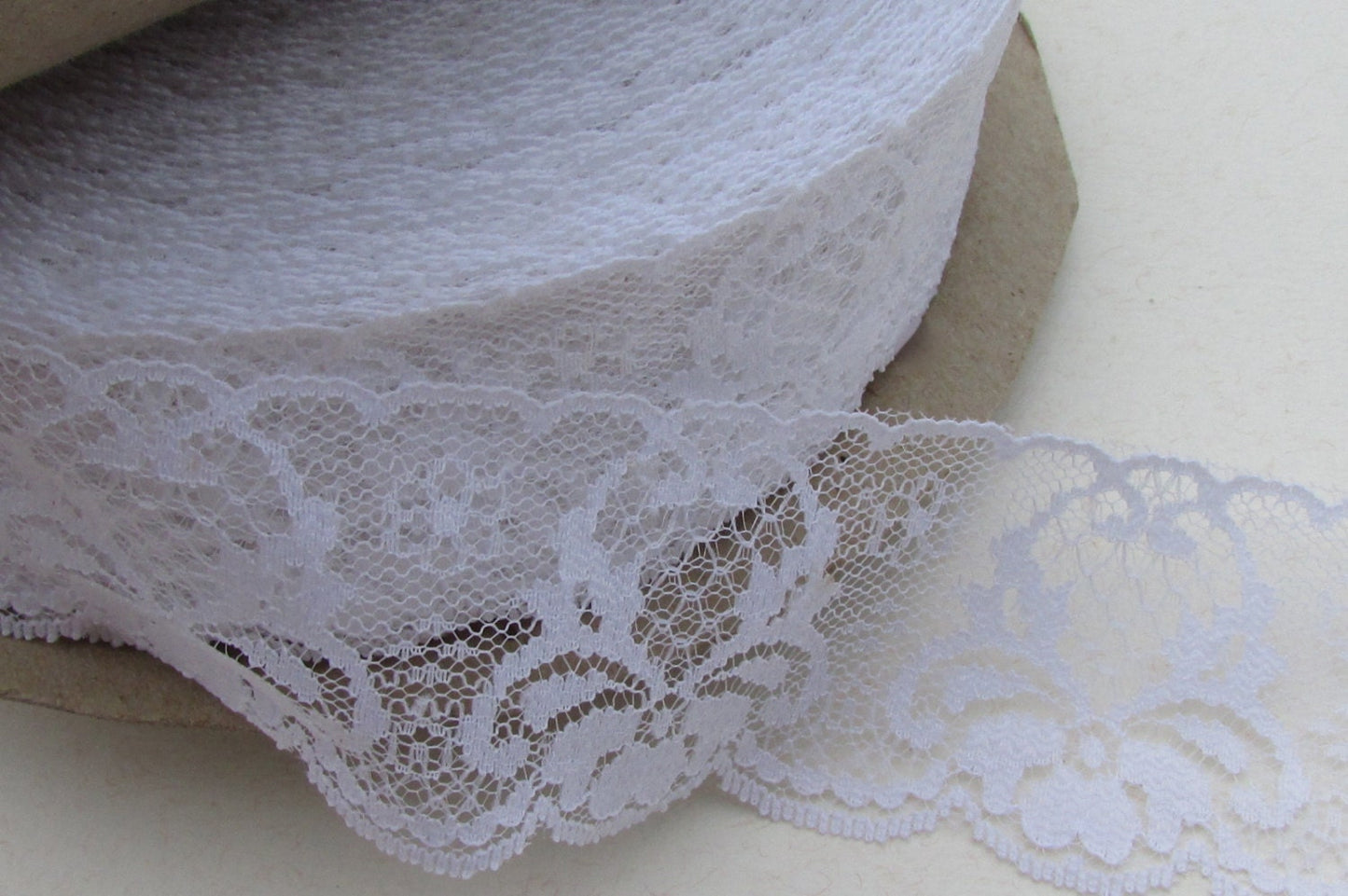 Wide (2 inches wide) vintage white lace - by the yard