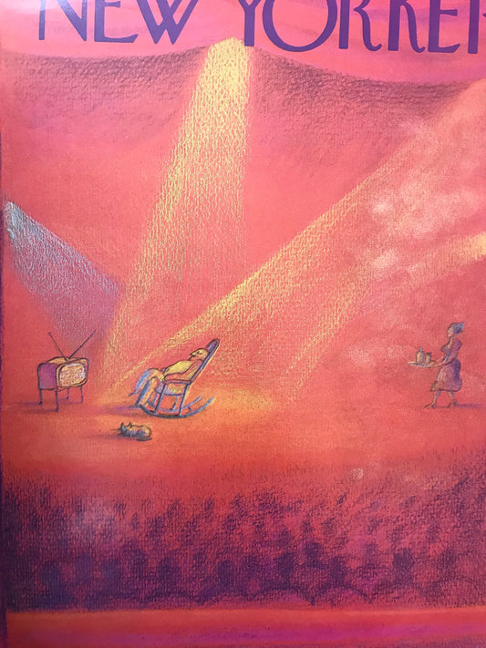 The NEW YORKER magazine cover only - October 6, 1975 - the theater, live theater, actor, actress, watching a play