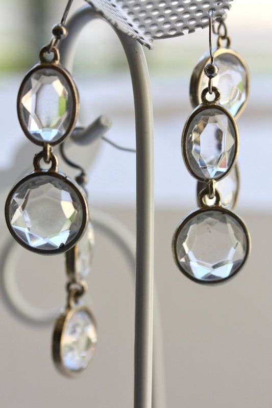 Handmade earrings with upcycled high quality vintage glass cut crystal