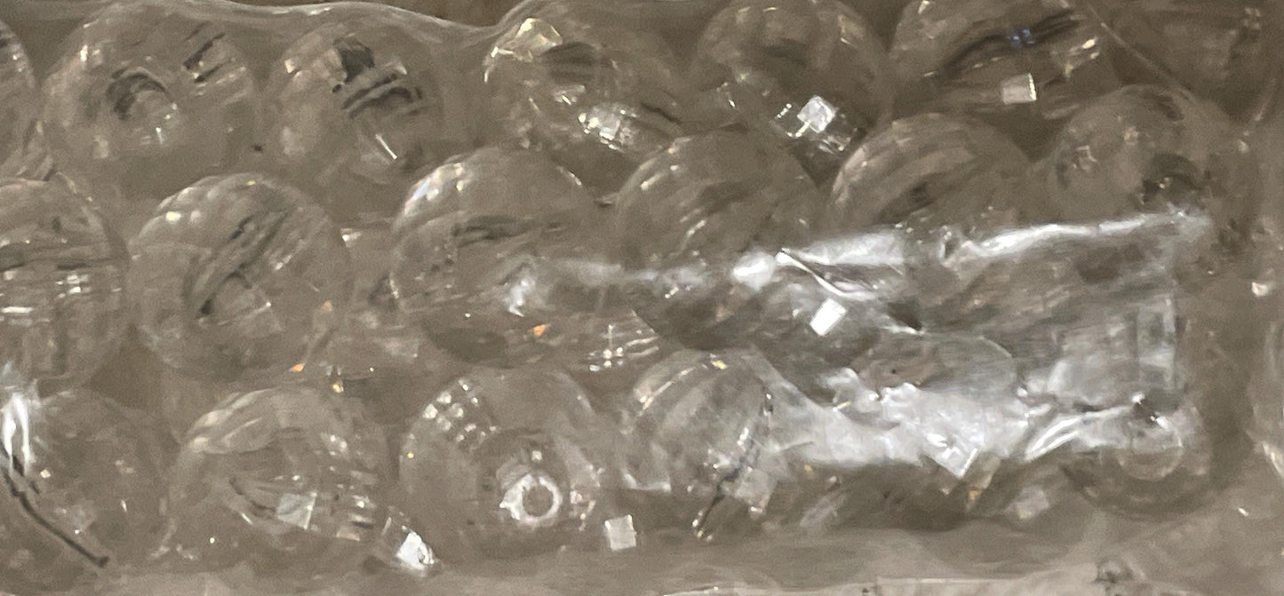 Clear Vintage Faceted Plastic Bead – Transparent Round Bead for Jewelry Making, Retro Craft Supply