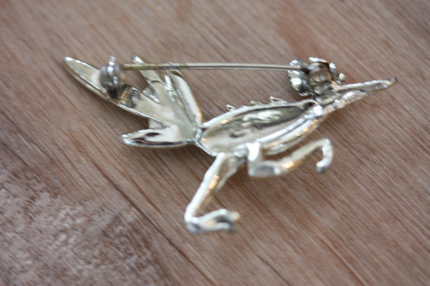 Unique red rhinestone vintage bird pin- silver with red rhinestones