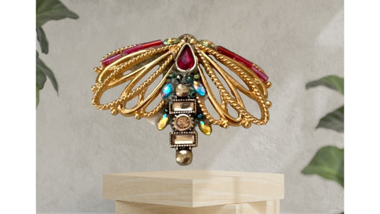 Dragonfly Mixed Material Mosaic Assemblage art magnet or pin (you choose)