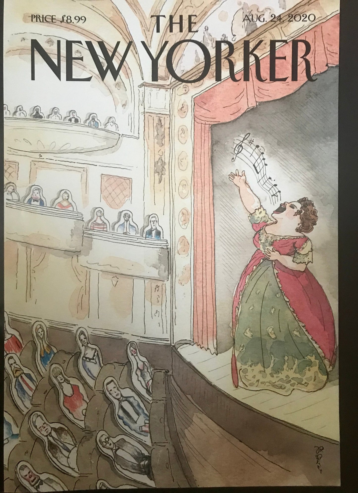 The NEW YORKER Magazine original cover - August 24, 2020 - singer/performer during Covid