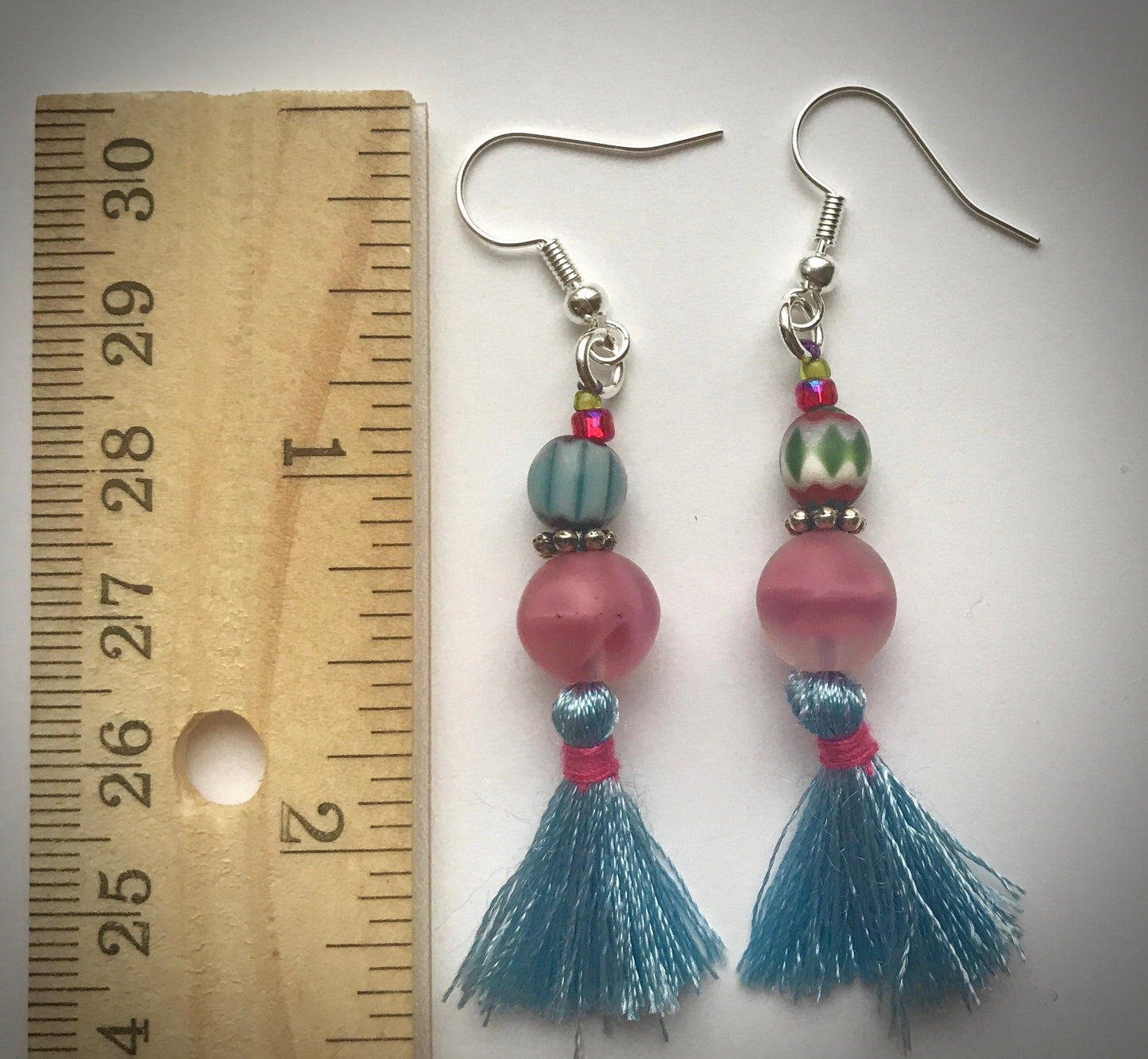 My unique, one-of-a-kind handmade by me - FUN, Bohemian style tassel beaded drop earrings