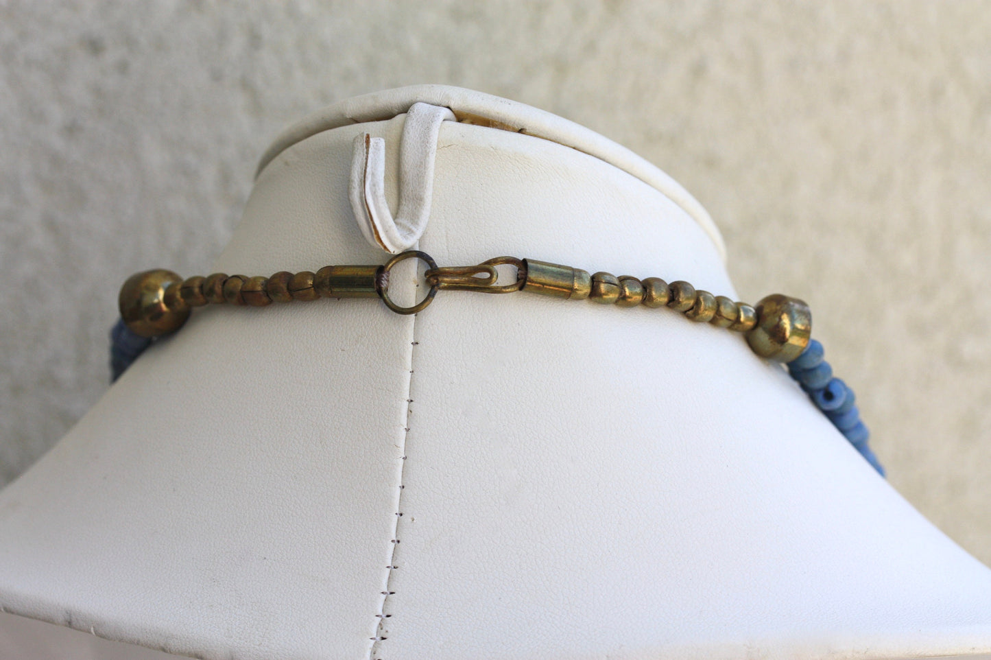 Stunning blue and copper beaded long multi strand vintage necklace