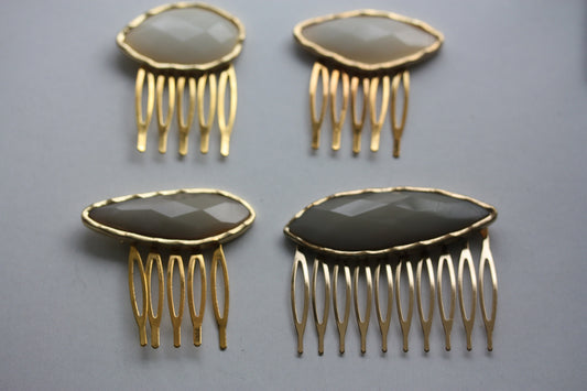 Your choice of hair comb - Mixed Material - handmade from new and vintage components - ivory cream and silvery gray