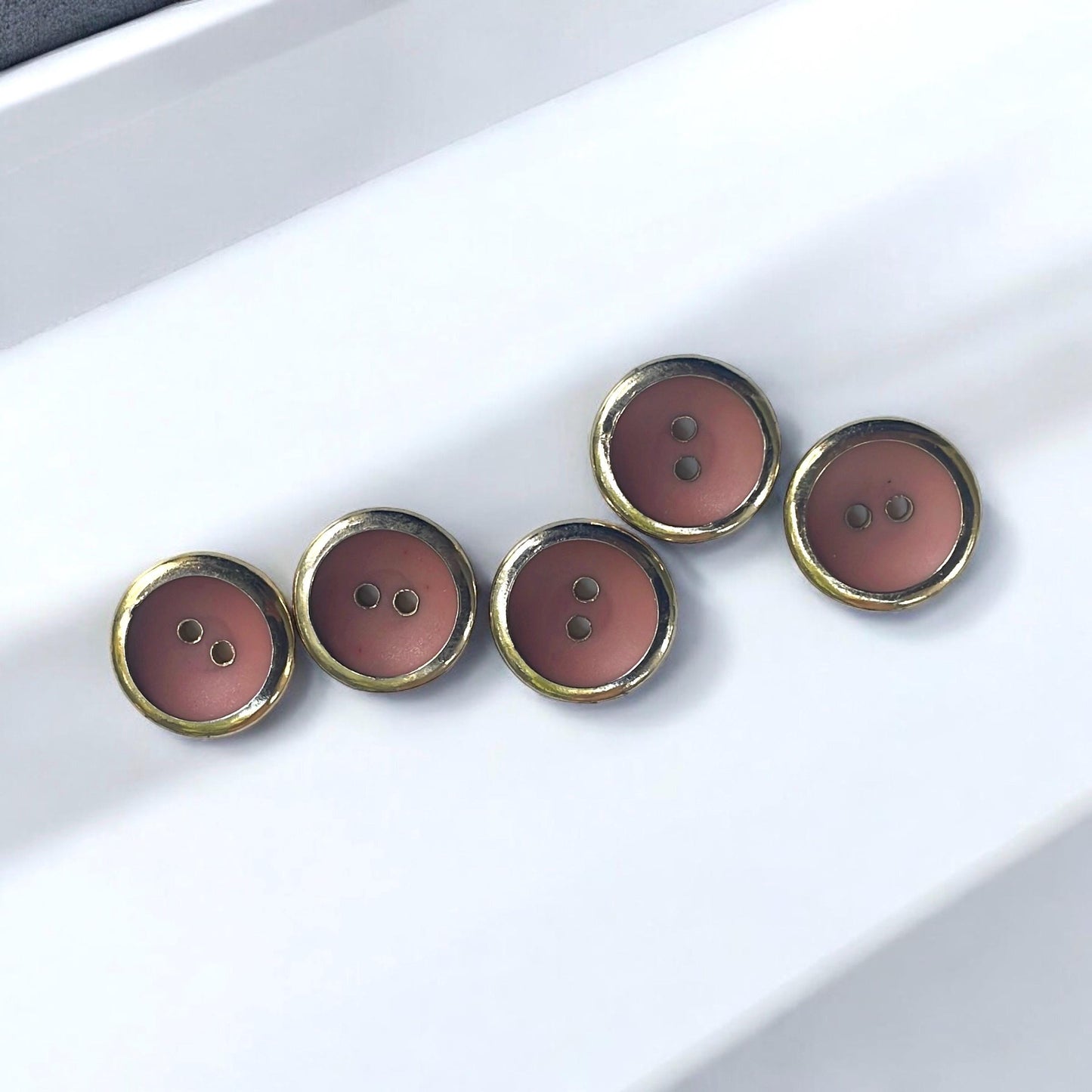 Gold with pink centers 17 mm vintage buttons