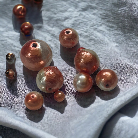 Unique orange and silver ombre round beads - various sizes