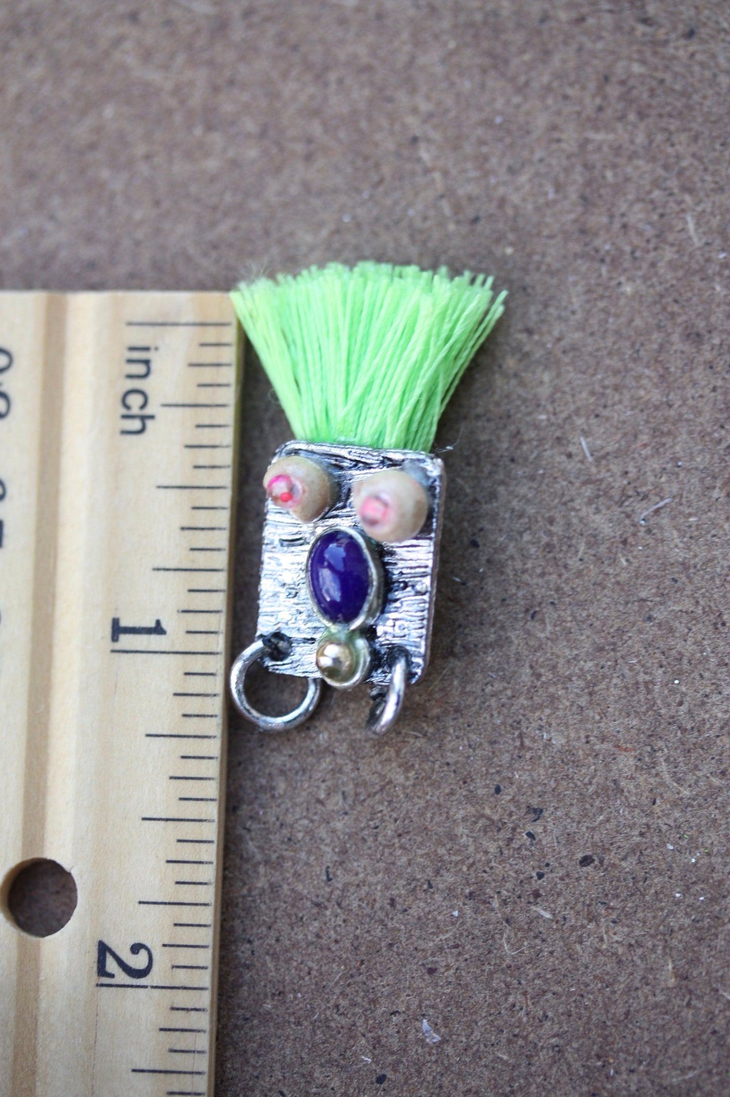 Meet "Sprout" - Assemblage art / mixed media collage - little flying insect magnet, lapel pin or necklace pendant