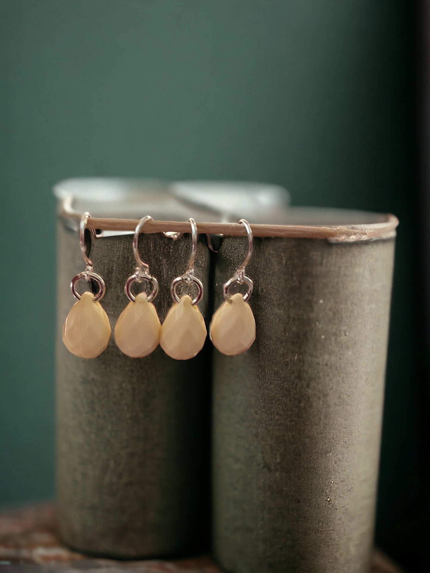 Small little "cream puff" simple easy to wear, go-with-everything dangle earrings