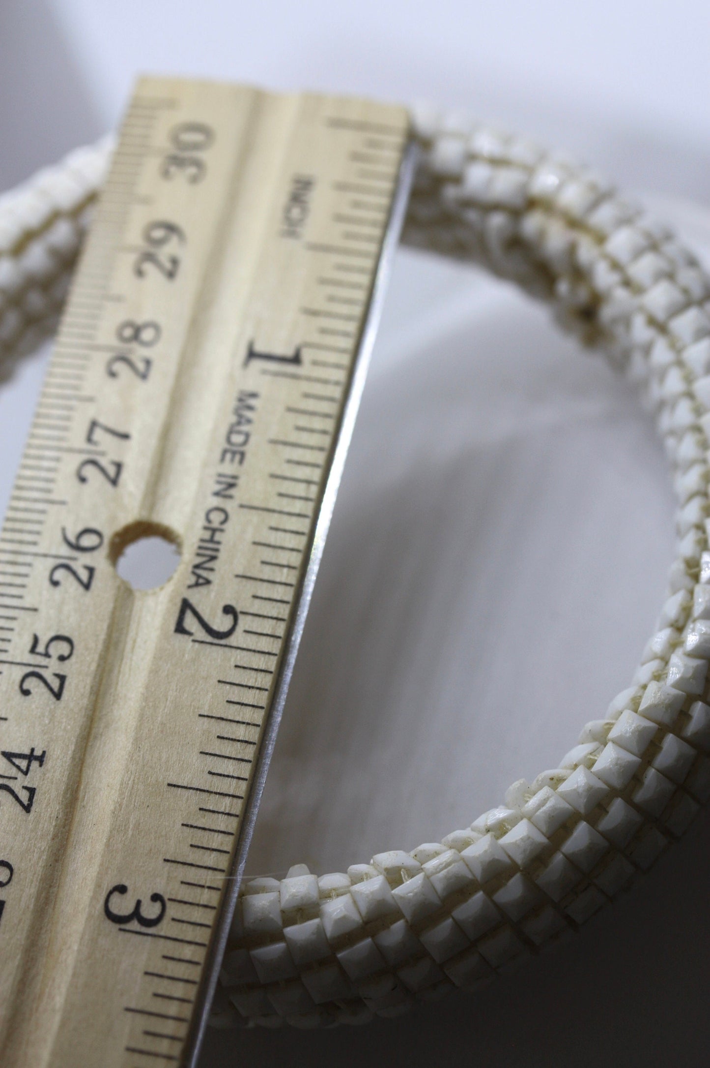 Unique all white square beaded MCM style vintage bangle bracelet - please read description