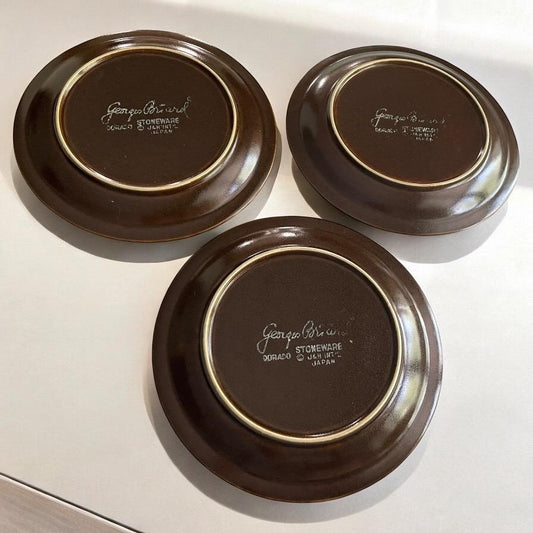 Three Georges Briard MCM vintage stoneware plates - 7.5" Dorado pattern - Hard to find - rare