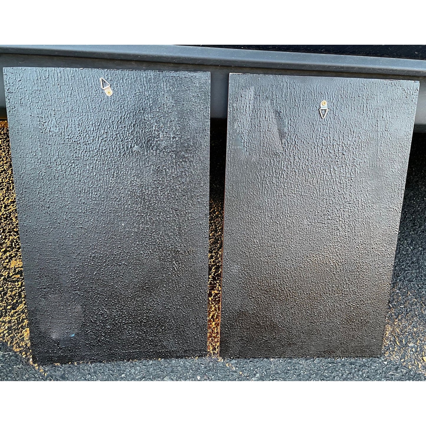 Pair of Vintage Asian silver/brass/mother of pearl Inlaid Wood Wall Hanging Plaques