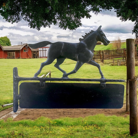 Vintage Cast Iron Horse Stable Sign | Rustic Farmhouse Mailbox Plaque | Equestrian Barn Decor | Horse Sign