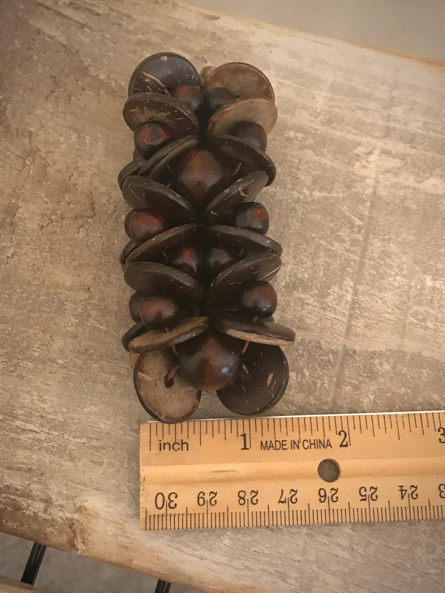 Very unique vintage woven mix shaped wood bracelet