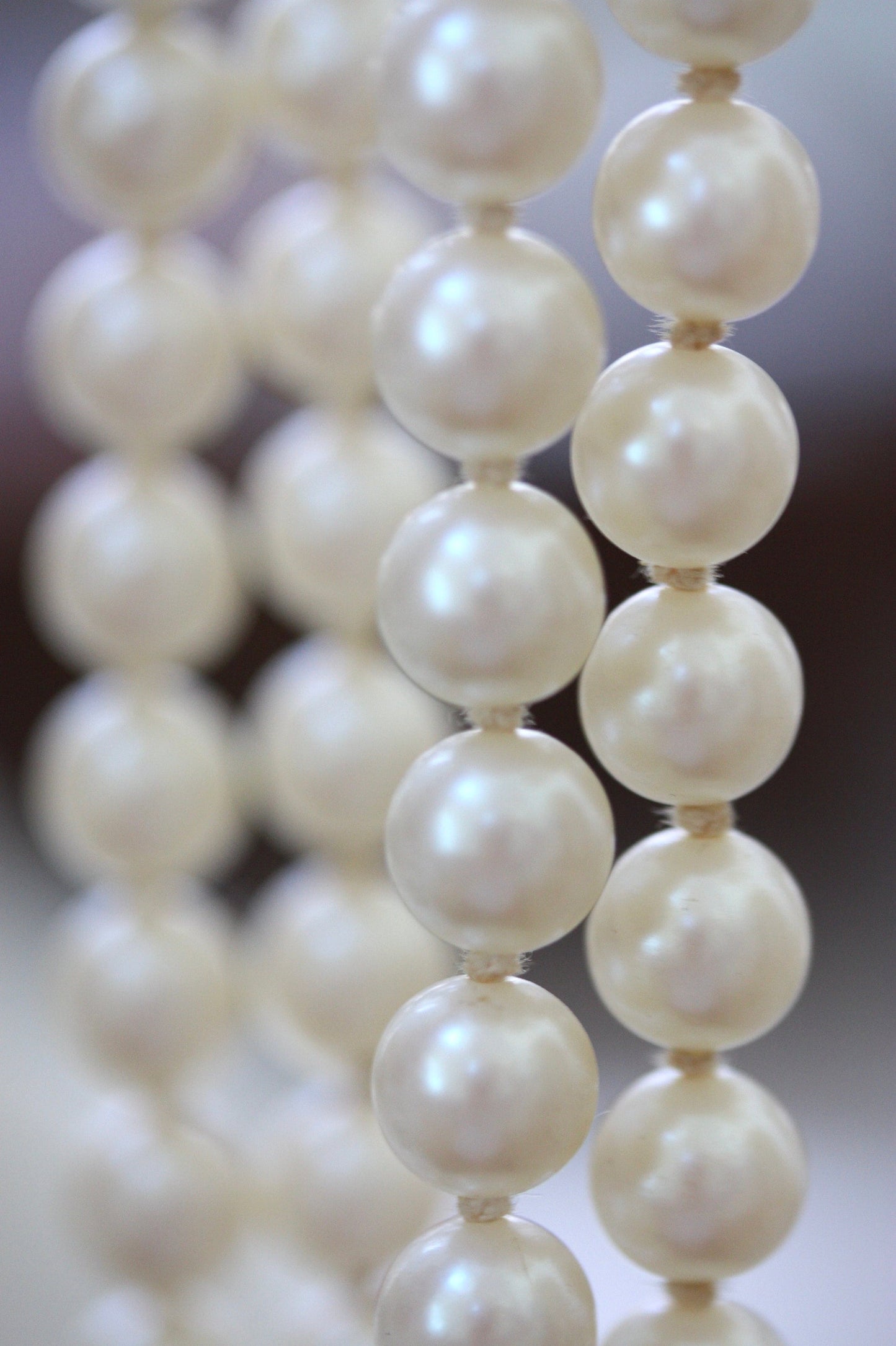 Vintage long double-stranded faux pearl necklace