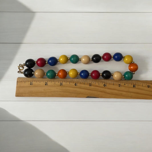 Fun, colorful wood vintage necklace